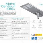 Farola solar Lucernia Alpha Centauri de 10.800 lúmenes, ficha técnica